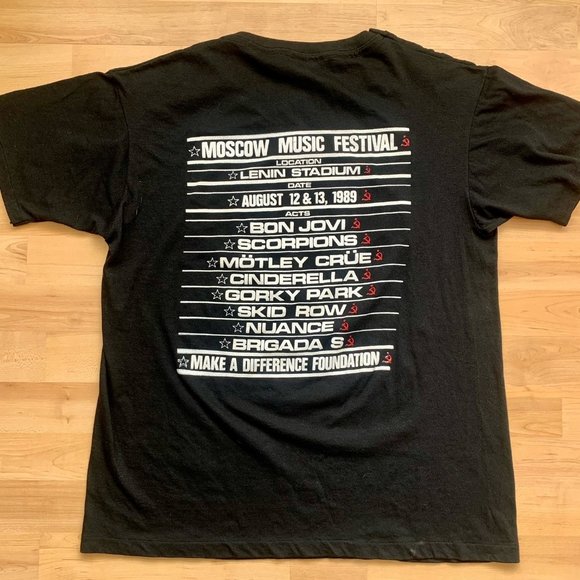 Vintage 1989 Moscow Music Peace Festival Tour T-Shirt Motley Crue Bon Jovi - Picture 2 of 5